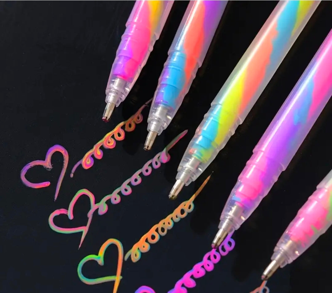 2 pk Multi-Color Neon Gel Pens – Smooth Writing with Glitter & Mixed Ink