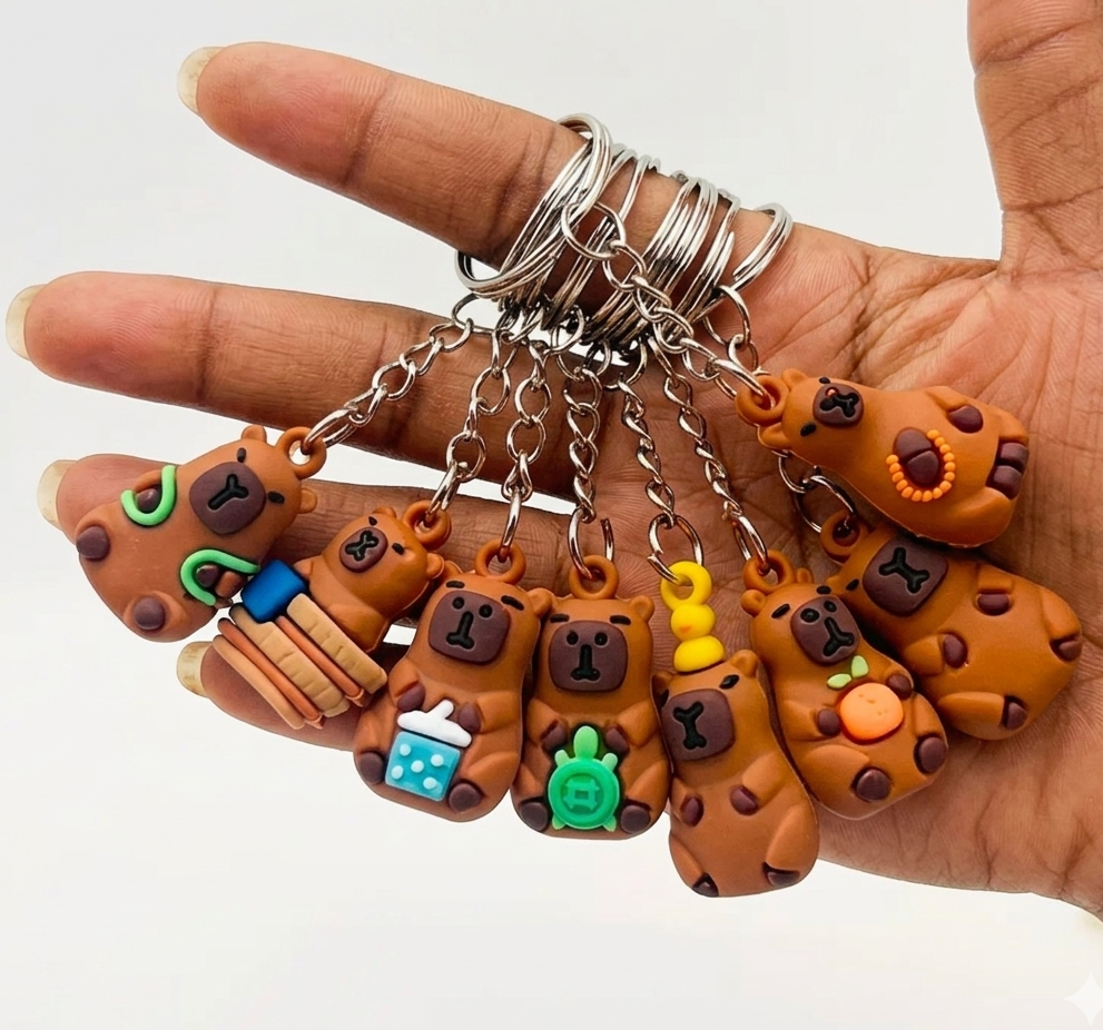3 set Random Cartoon Animal Capybara Charms For Keychains