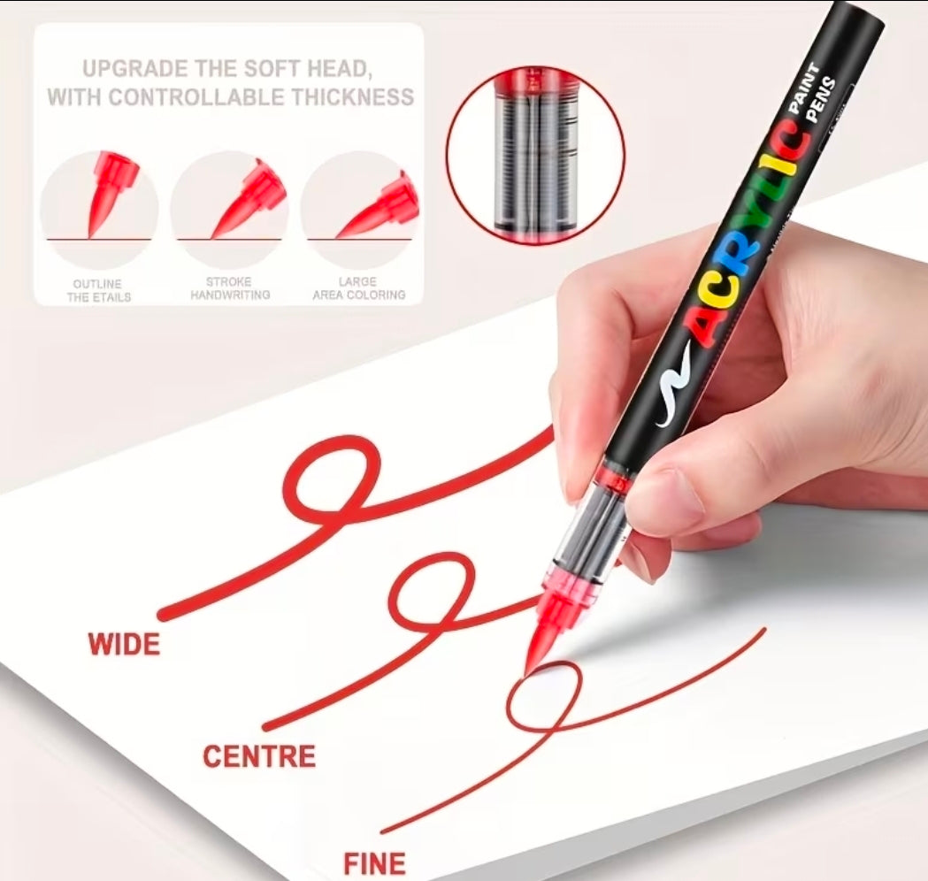 Acrylic Paint Markers (Brush Tip) – Waterproof Paint Pens