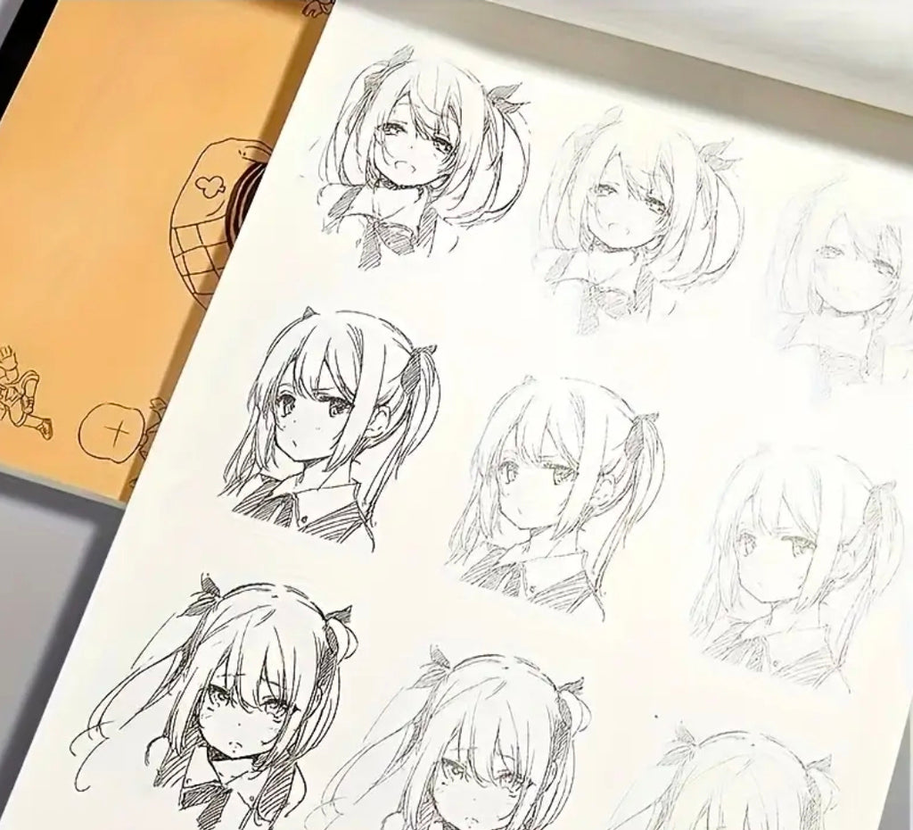 Step by Step Beginner's Manga Sketchbook – Female Face & Hair Guides Tracing Practice 48pages