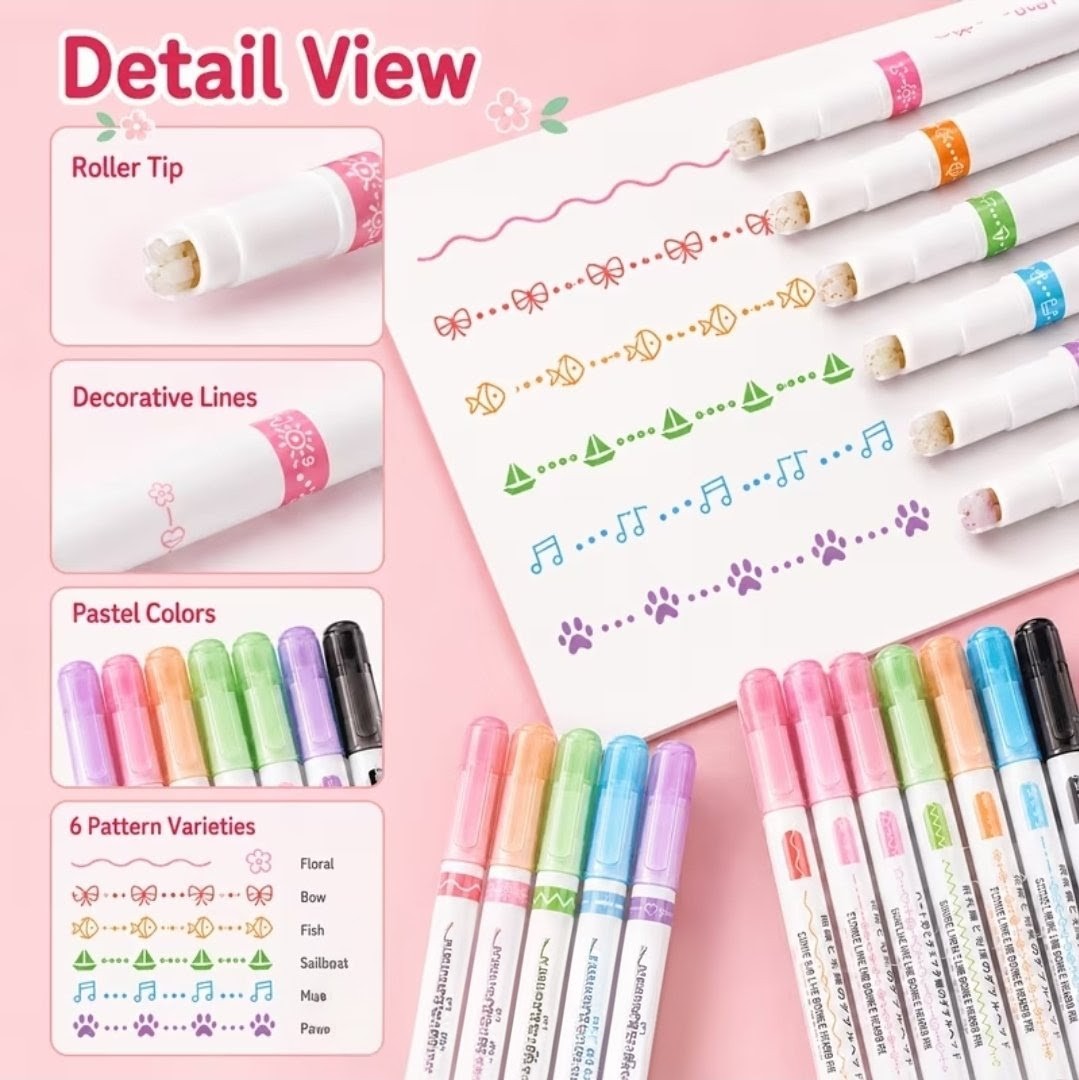 Pastel Pen stamps | Aesthetic & Comfy Grip for Journaling, Doodling & Note-Taking