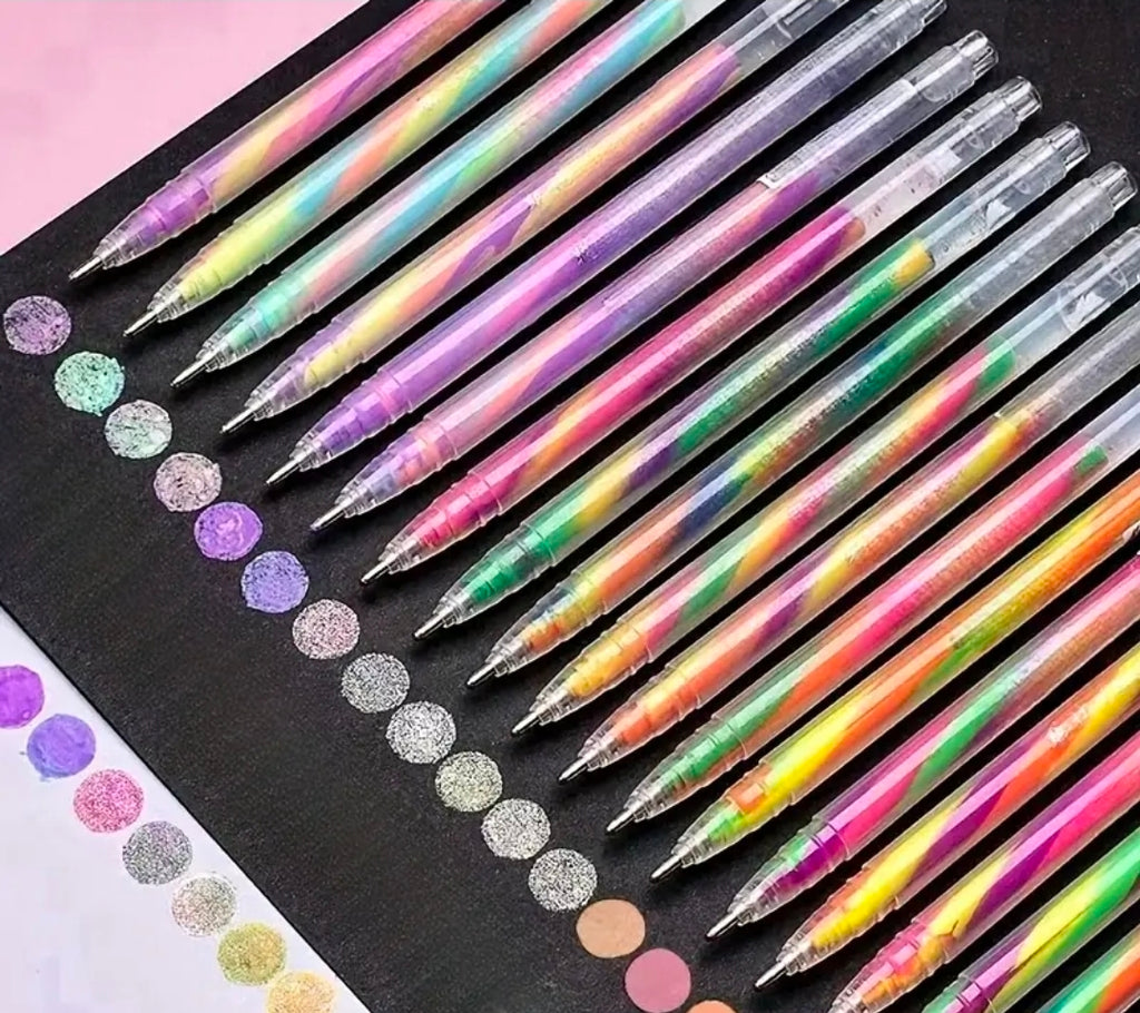 2 pk Multi-Color Neon Gel Pens – Smooth Writing with Glitter & Mixed Ink